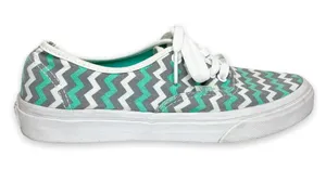 Vans Chevron Low Top Teal & White Sneakers Size 7 thumbnail 1