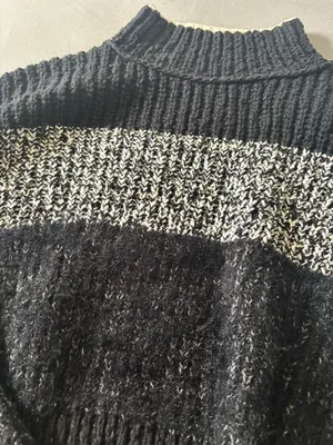 Free People Black & White Textured Turtleneck Sweater thumbnail 5