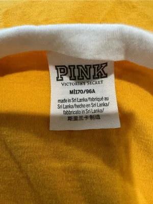 Victoria’s Secret PINK Long‑Sleeve Raglan Campus Tee – Yellow & White – Size Med thumbnail 9