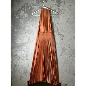 A.L.C. Renzo II Burnt Terracotta Pleated Halter Midi Dress Sleeveless Size 8 thumbnail 4