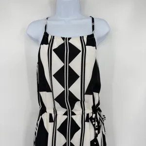 Express Asymmetric Geometric Maxi Dress Sz XS Resort Art Deco Monochrome Hanky thumbnail 3