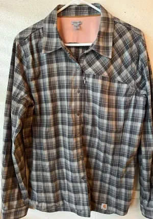 Carhartt Force Women’s Plaid Button-Up Shirt – Size XL (16/18) Gray/Pink thumbnail 1