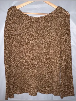 Lauren Ralph Lauren Sweater Medium Brown Cotton Knit Sweater Pullover Preppy thumbnail 1