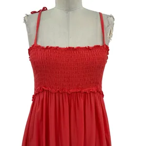 Tuckernuck Pomander Place Shallon‎ Tie Strap Smocked Maxi Dress Coral Size Large thumbnail 2
