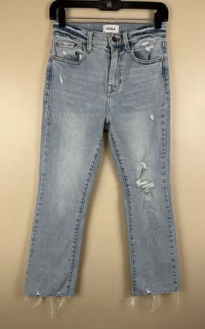Pistola Women’s High Rise Cropped Denim Jeans Light Wash Raw Hem Size 26 thumbnail 1