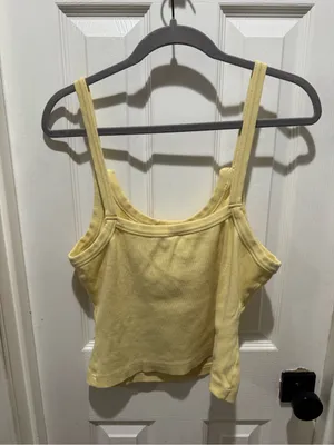 Anthropologie Pale Yellow Ribbed Tank Top thumbnail 4