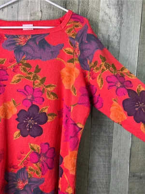 Stamp Size XL Floral Multicolored Long Sleeve Knit Top Shirt Oversized thumbnail 4