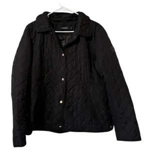 Ralph Lauren Women Quilted Jacket Size‎ Large Button Front Pockets Classic READ thumbnail 1