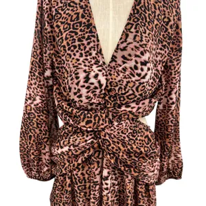 Anthropologie Ranna Gill Dress Midi Leopard‎ Print Cut Out Long Sleeve Size XL thumbnail 5