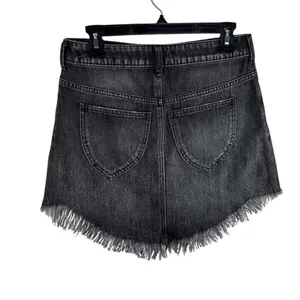 We The Free Womens Faded Black Denim Skirt Size 27 High Rise Cutoff Raw Hem Y2K thumbnail 3