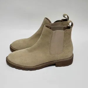 Steve Madden Leopold Chelsea Boots Suede Tan Ankle Booties Lug Sole Scandi Girl thumbnail 5