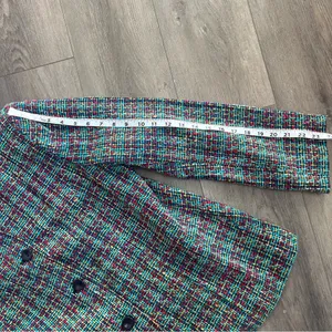 Vintage Women's Classic Multicolor Tweed Blazer 12 Blue thumbnail 8