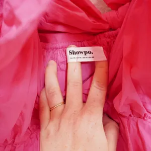 Showpo‎ Mini Dress US 10 Hot Pink Ruffle Sleeve V-Neck Tie Back Cotton Party Fun thumbnail 5