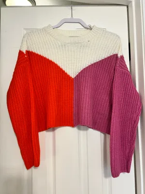 Sincerely Jules Red and purple cropped sweater thumbnail 1
