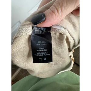 AMADI Anthropoligie 100% Linen Paperbag Wide Leg Cargo Pants Tan Size L‎ thumbnail 6