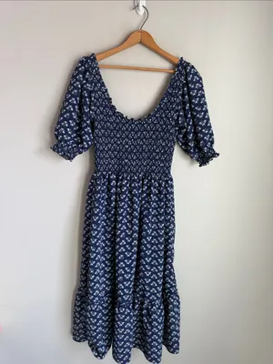 House Hill House Louisa Nap Dress in Posy Navy Crepe Small thumbnail 3