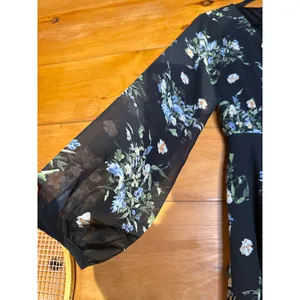 NWT Lulus Always Your Black Floral Print Long Sleeve Skater Dress Cruise Size M thumbnail 5