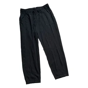 NWT Womens Meomua Navy Blue Linen Drawstring Casual Cropped Capri Pants - Sz S thumbnail 3
