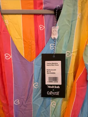 NWT Modcloth Collectif Thelma Rainbow Hearts Maxi Dress Size 6 thumbnail 2