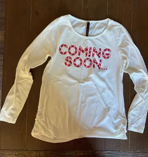 White Long Sleeve Tee with Red "Coming Soon" Graphic thumbnail 1