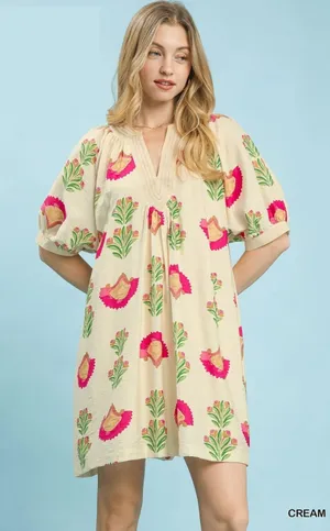Umgee Abstract Print‎ Mini Dress - Small thumbnail 1