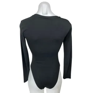 Zara Women's Black Long Sleeve Crew Neck Stretch T Shirt Bodysuit Top Size M thumbnail 2