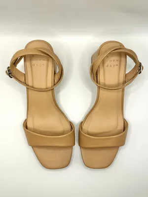 A New Day Shannon Tan Nude Flare Block Heel Sandals Ankle Strap Memory Foam 6.5W thumbnail 3