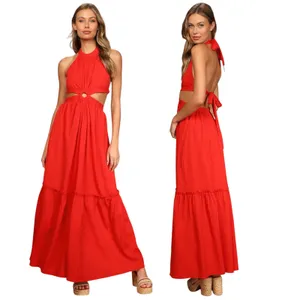 Lulus Island Vacay Red Tie-Back Maxi Dress size Small NWOT thumbnail 2