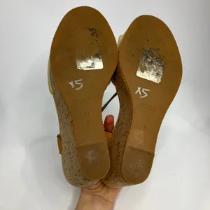Coach linden wedge platform Sandals women's size 10 luxury‎ dressy tan cream thumbnail 7