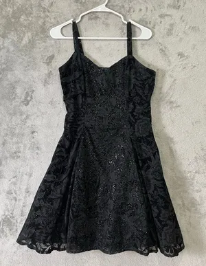 Vintage Y2K Black Glitter Floral Dress Fairy‎ Grunge Party Prom Whimsigoth Small thumbnail 1