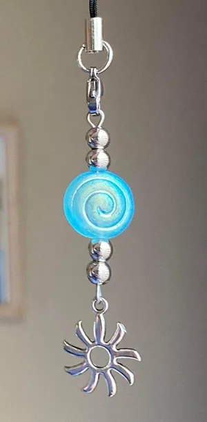czech glass swirl shell & sun keychain/bag charm/accessory 🌀☀️ thumbnail 1