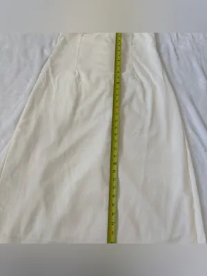 SHEIN Cream Halter Midi Dress Gold Button Detail Open Back Size M NWOT thumbnail 12