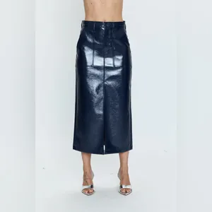 Pistola‎ Alice Utility Midi Skirt in Navy Vinyl Size 29 thumbnail 14
