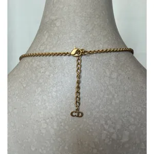 Vintage Christian Dior DIOR Letter Charm Necklace Gold Tone CD Logo Adjustable thumbnail 13