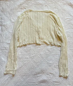 Knit Crochet Tie White Cardigan thumbnail 3