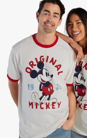 Disney White Ringer Tee with Red Trim and Vintage Print thumbnail 1