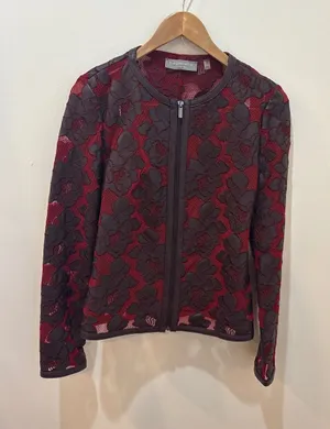 Bagatelle Collection Womens Jacket Size S Burgundy Lace Genuine Leather‎ thumbnail 1