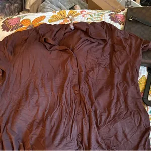 Cocoa Brown skims Button-Up pj shirt thumbnail 2