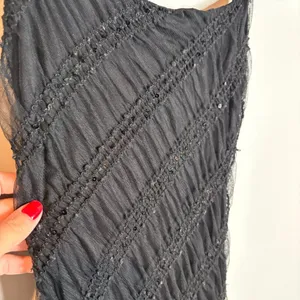 Vtg Y2K Whimsigoth Fairy black chiffon midi dress thumbnail 2