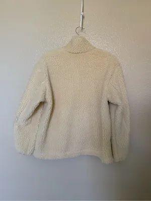 UNIQLO Sherpa Fleece Teddy Zip Up Jacket Natural Cream S NWT thumbnail 5