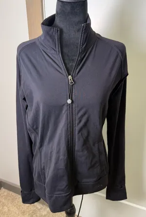 Tuff Athletics Black Full‎ Zip Stretch Jacket Sweatshirt Athleisure Yoga Workout thumbnail 1