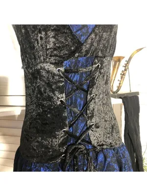 Vampire Lace velvet Mini Dress Blue Black whimsigoth punk goth witch Alt cosplay thumbnail 10