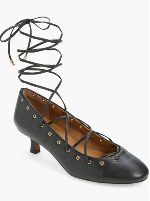NEW Madewell The Remy Lace-Up Pump 8.5 M, TRUE BLACK Leather With Dust Bag thumbnail 1