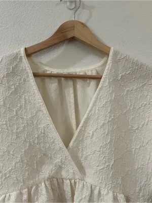 Aritzia Wilfred Textured Peplum Blouse In Espace Size XXS thumbnail 3