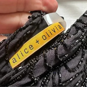 ALICE‎ + OLIVIA 100% Silk Beaded Mini Black Dress Women’s Medium thumbnail 2