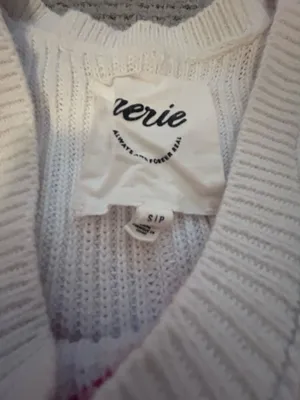 Aerie pink striped white sweater thumbnail 3