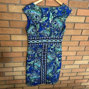London Times Paisley Floral Shift Dress Sleeveless Knee Length Midi Size 4 thumbnail 3