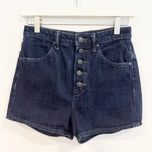 Helmut Lang Shorts Size 24 Dark Wash‎ Blue Denim Downtown Girl Alt Grunge Chic thumbnail 2