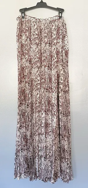 Marie Oliver Wesley Anthropologie Snake Print Pleated Maxi Skirt Size 6 thumbnail 1