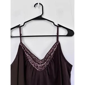 Y2K Guess Jeans‎ Womens Brown Sequin V-Neck Camisole Adjustable Strap Tank Top M thumbnail 3